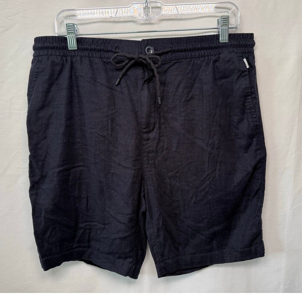 7 Diamonds Linen Lugana E-Waist Shorts, Navy Blue, Size Large